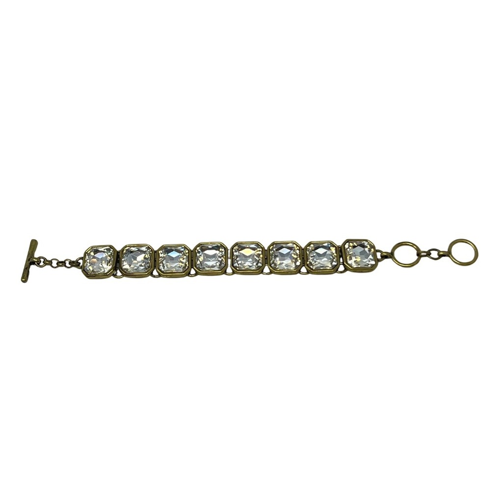 Chloe + Isabel Retro Glam Square Cut Crystal Bracelet Gold Tone B179 New